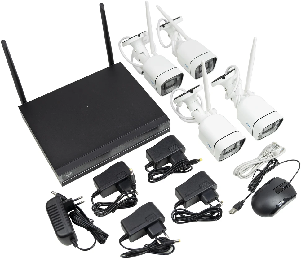 PNI House WiFi660 NVR 8 kanalų vaizdo stebėjimo rinkinys ir 4 lauko belaidės kameros 3Mpx, P2P, IP66