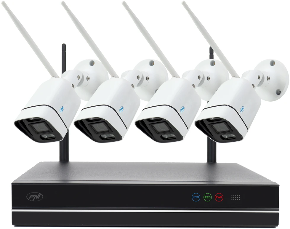 PNI House WiFi660 NVR 8 kanalų vaizdo stebėjimo rinkinys ir 4 lauko belaidės kameros 3Mpx, P2P, IP66