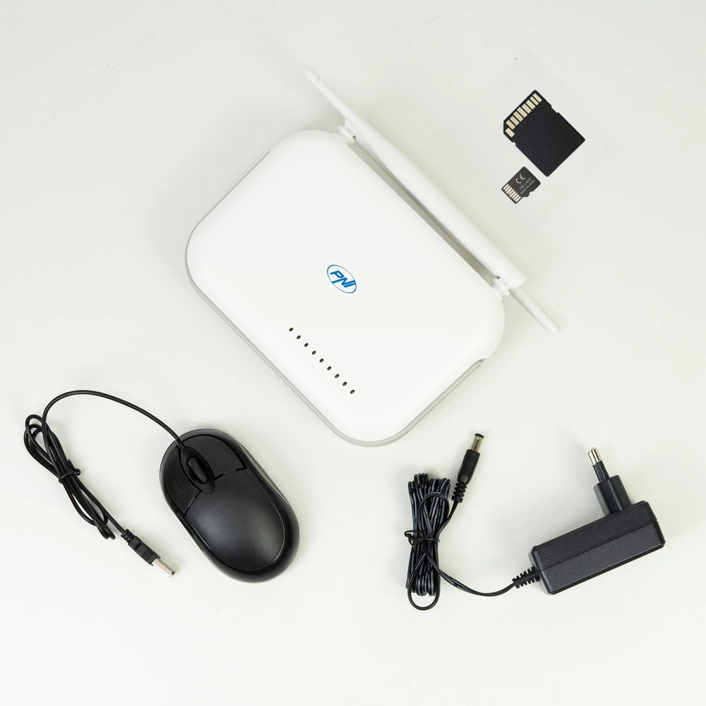 PNI House WIFI800 belaidžio NVR rinkinys, 8 kanalų 5MP arba 4 kanalų 4K 8MP, su balso pranešimais ir pridedama PNI 128GB MicroSD atminties kortele