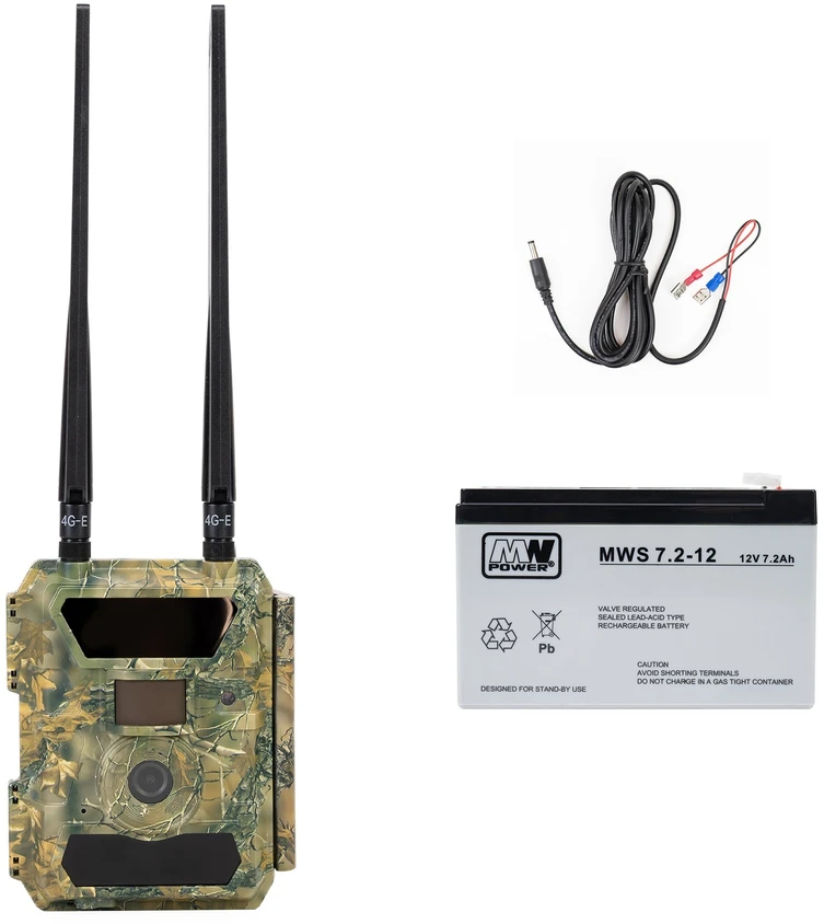 PNI Hunting 400C PRO 24MP medžioklės kameros rinkinys su 7.2Ah baterija ir maitinimo laidu
