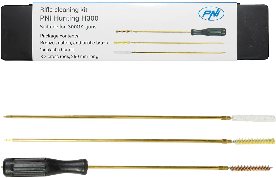 PNI Hunting H300 ginklų valymo rinkinys su 3 komplekte esančiais šepečiais bet kokio kalibro karabinui