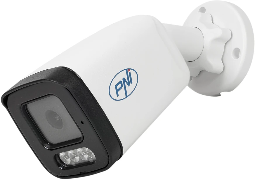 PNI IP515J POE vaizdo stebėjimo kamera, bullet 5MP, 2.8mm, skirta naudoti lauke, dvipusis garsas, balta