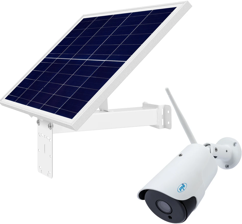 PNI IP52LR belaidžio vaizdo stebėjimo kamerų rinkinys ir PNI PSF6020A fotovoltinė saulės baterija