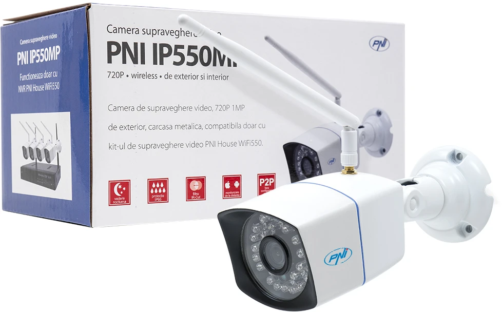 PNI IP550MP 720p belaidė vaizdo stebėjimo kamera, skirta naudoti lauke ir viduje, tik WiFi550 rinkiniui