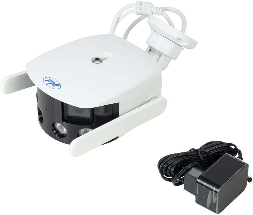 PNI IP590 belaidžio vaizdo stebėjimo kamerų rinkinys su dviem objektyvais, 2 x 2MP, 180 laipsnių kampu, su fotovoltine saulės baterija, 60W galia su 20A akumuliatoriumi, 12V išvestis