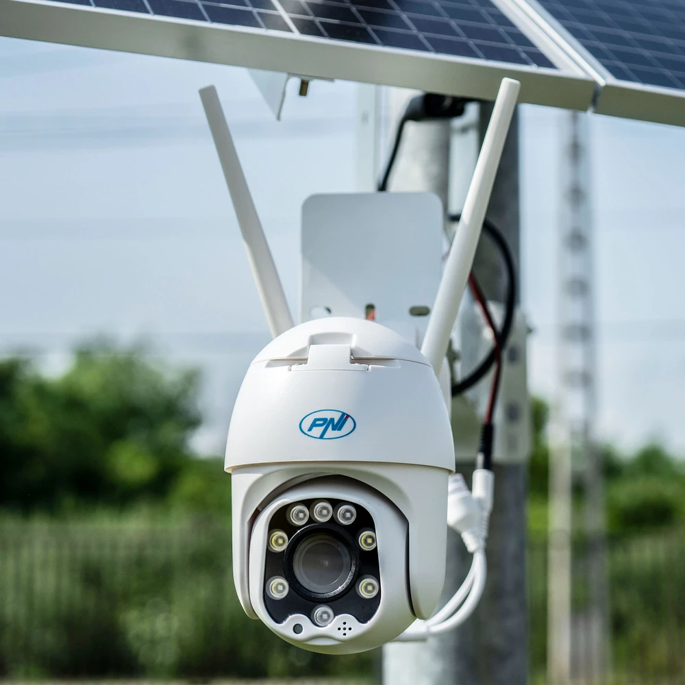 PNI IP60 tiesioginio vaizdo PTZ stebėjimo kamera su saulės baterija, 2MP, GSM 4G, SIM lizdas, skirta naudoti lauke ir viduje