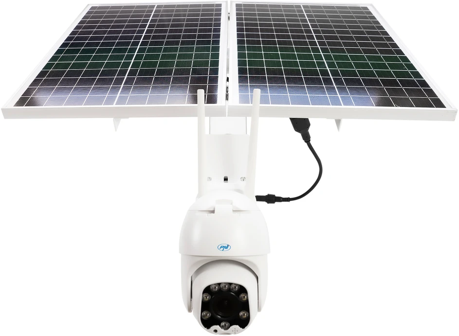 PNI IP60 tiesioginio vaizdo PTZ stebėjimo kamera su saulės baterija, 2MP, GSM 4G, SIM lizdas, skirta naudoti lauke ir viduje