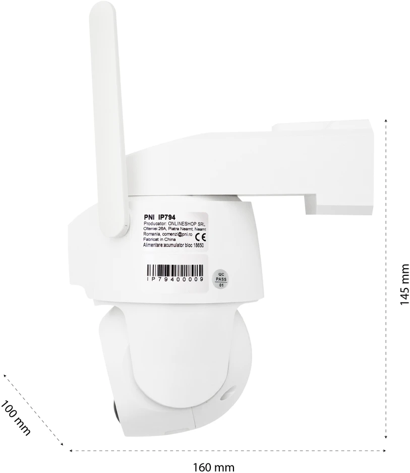 PNI IP794 vaizdo stebėjimo kamera su „Wi-Fi“, PTZ, dvigubu objektyvu 2MP + 2MP, 5,5W saulės baterija, 8000mAh akumuliatoriumi