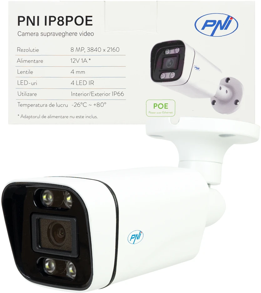 PNI IP8POE 4K 8MP vaizdo stebėjimo kamera