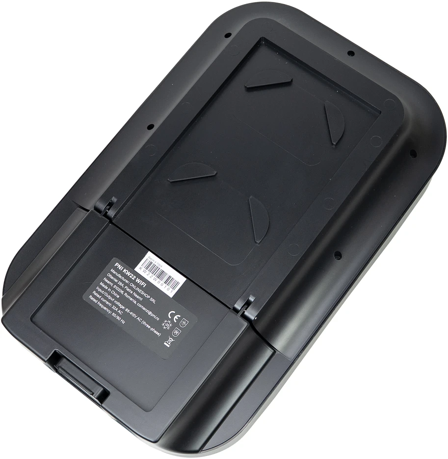 PNI KW22 WiFi 32A įkrovimo stotelė, 22KW, elektromobiliams, 85V – 415V, trifazė, 2 tipo laidas su 7 kontaktais, 3,5 colio ekranas, valdymas programėle, įkrovimo aktyvavimas programėle ir RFID kortele, IP55