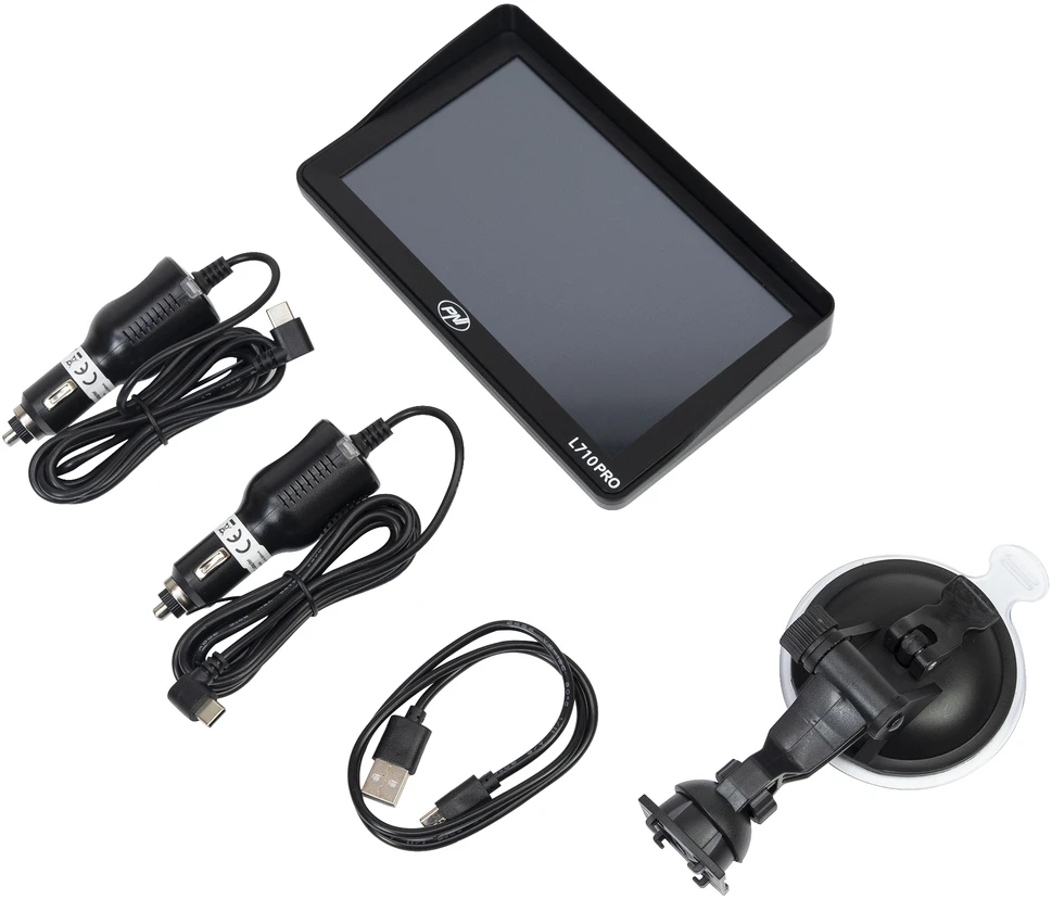PNI L710 PRO GPS navigacijos sistema su skydeliu nuo saulės, 7 colių, 800 MHz, 256MB DDR, 16GB vidinė atmintis, FM siųstuvas, su dviem automobiliniais įkrovikliais komplekte