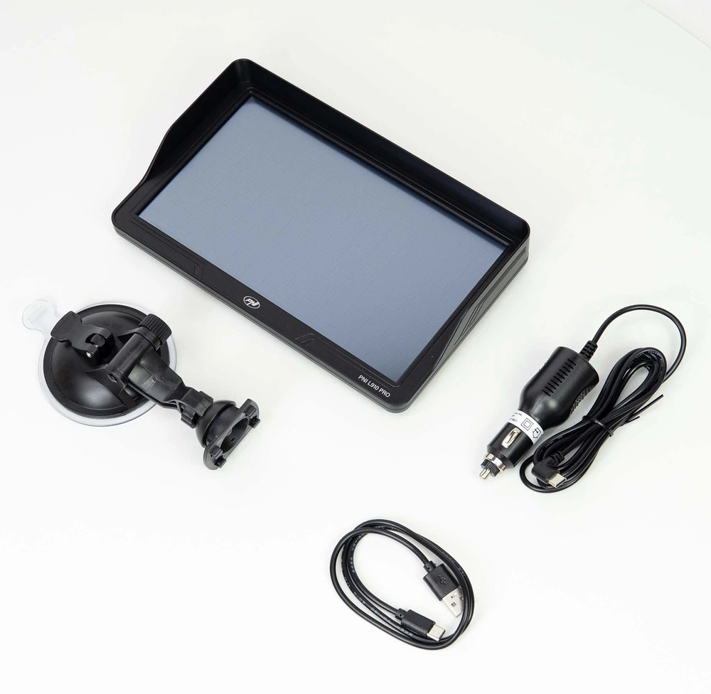 PNI L910 PRO GPS navigacijos sistema su skydeliu nuo saulės, 9 colių, 800 MHz, 512MB DDR, 16GB vidinė atmintis, FM siųstuvas, juoda