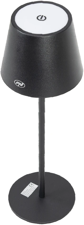 PNI LT04B stalinė lempa su 2,5W LED, 1200 mAh baterija, įkrovimas per USB-C, 150 liumenų, šilta balta šviesa 3000K, spalva juoda