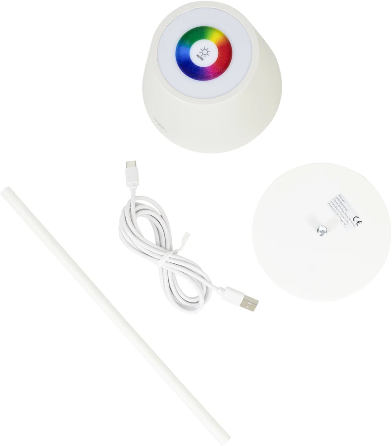 PNI LT05W RGB 3W stalinė lempa, su baterija, USB įkrovimas, balta spalva