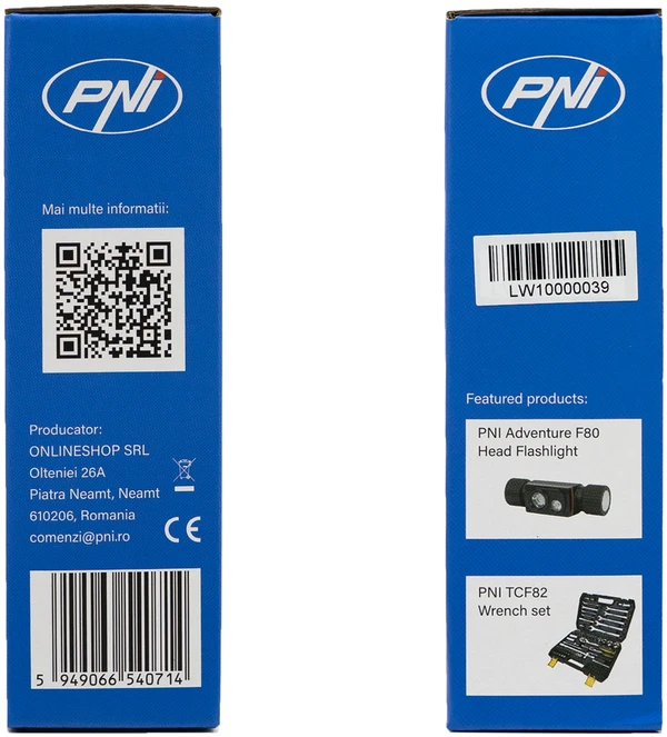 PNI LW10 10W LED darbinis žibintas, nešiojamas, įkraunamas, su 2 x 18650 4000mAh baterijomis, 6500K, IP54, 700 lm, 2 ryškumo lygiai