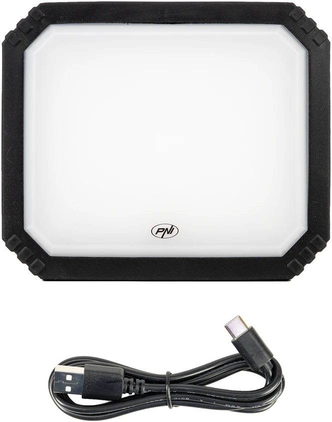 PNI LW10 10W LED darbinis žibintas, nešiojamas, įkraunamas, su 2 x 18650 4000mAh baterijomis, 6500K, IP54, 700 lm, 2 ryškumo lygiai