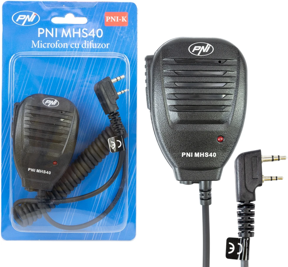 PNI MHS40 2 kontaktų PNI garsiakalbis-mikrofonas, suderinamas su PMR, VHF / UHF stotimis