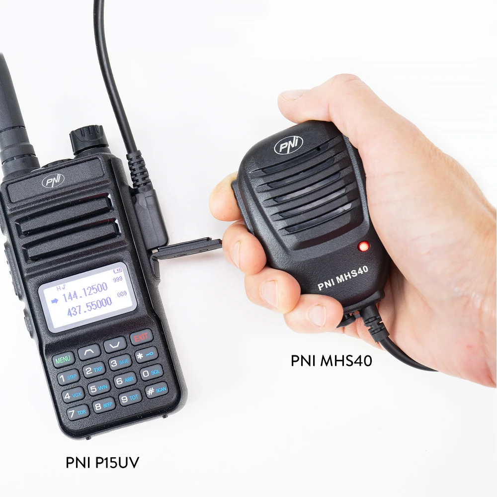 PNI MHS40 2 kontaktų PNI garsiakalbis-mikrofonas, suderinamas su PMR, VHF / UHF stotimis