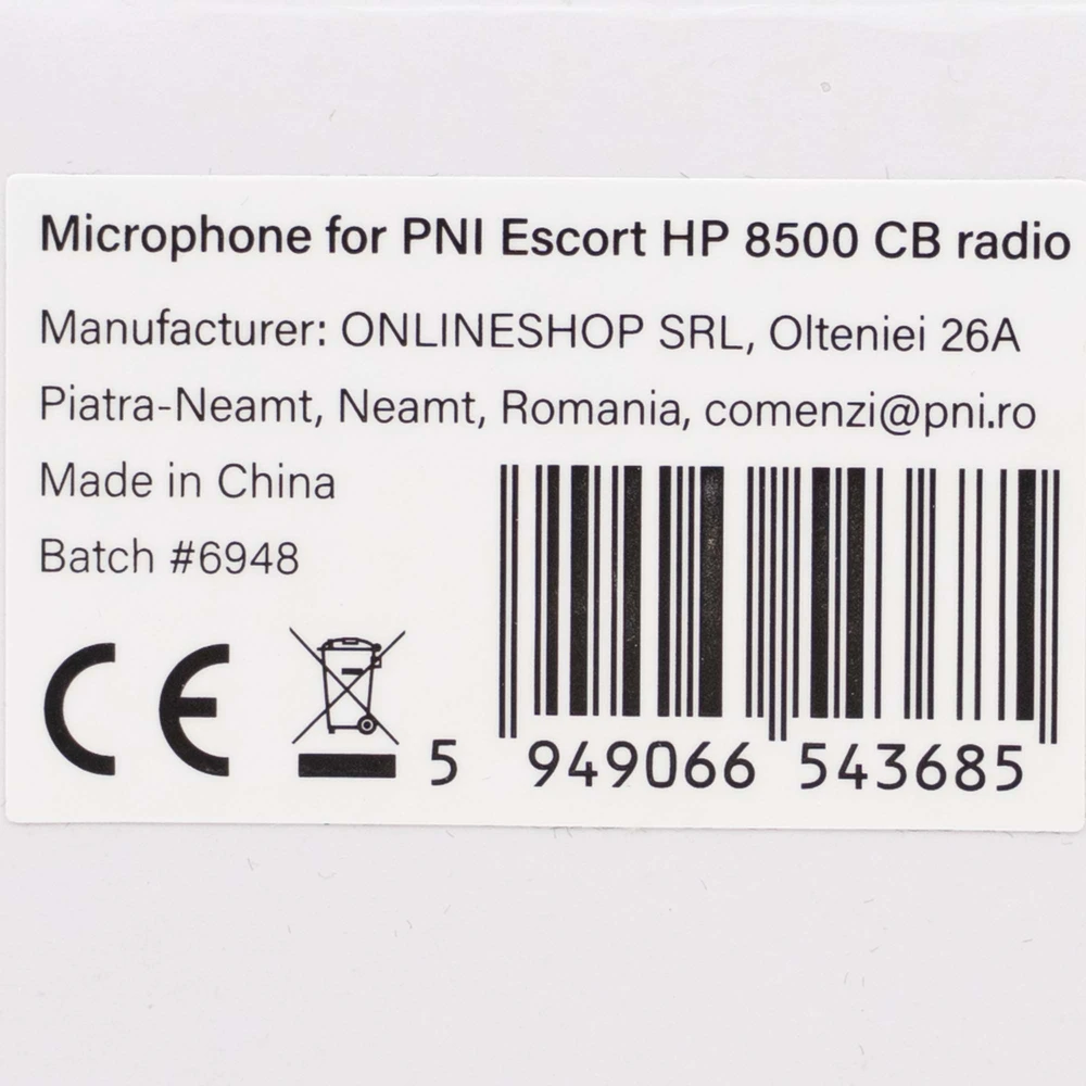 PNI MK8500 pakaitinis mikrofonas PNI Escort HP 8500 CB radijo stotelei su RJ45 jungtimi, juodas