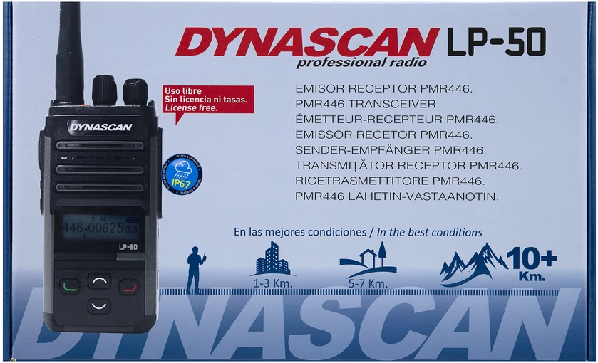 PNI Nešiojama radijo stotelė PMR Dynascan LP-50, 16 kanalų, nuskaitymas, Vox, CTCSS, DCS, 2000mAh baterija, IP67