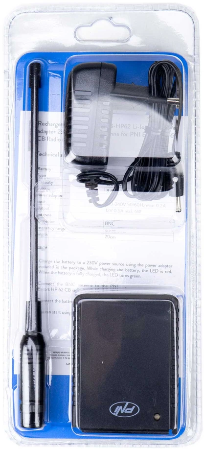 PNI PB-HP62 Li-Ion 1500mAh akumuliatoriaus komplektas su 230V maitinimo šaltiniu ir BNC antena, skirta HP 62 PNI stotelei