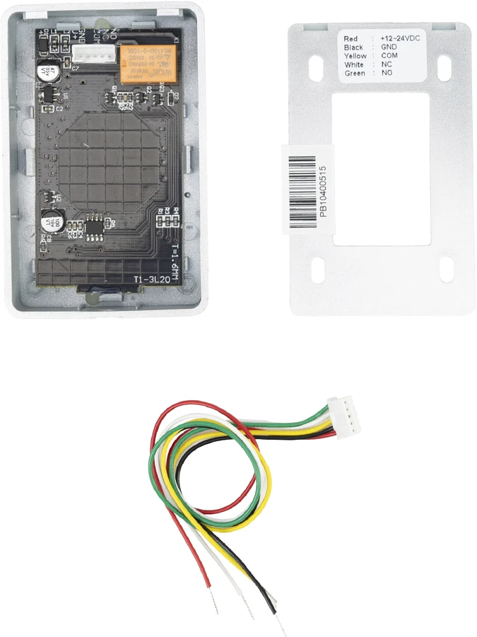 PNI PB104 prieigos jungiklis su lietimui jautriu paviršiumi, paviršinis montavimas, NO/NC/COM, 12V/24V DC, būsenos LED, metalinis, 5 laidai