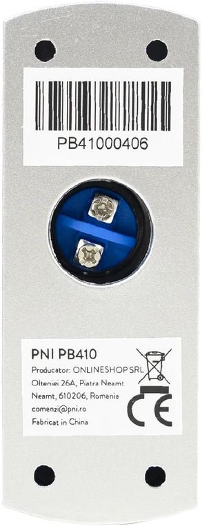 PNI PB410 prieigos mygtukas, 12V maitinimo šaltinis, maks. 3A, NO / COM išvesties kontaktas, cinko lydinys