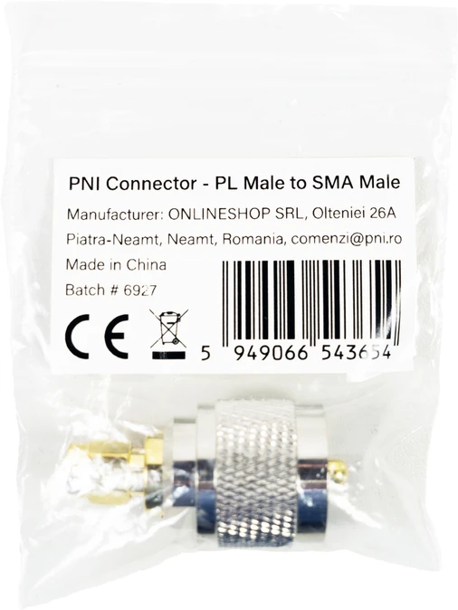 PNI PL kištukas (male) į SMA kištuką (male)