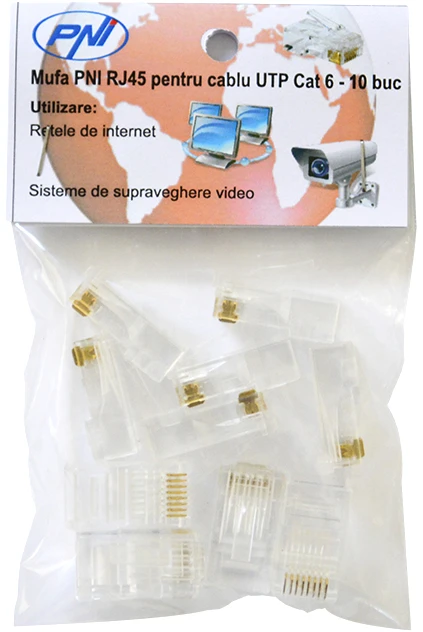 PNI PNJ RJ45 kištukas UTP Cat6 kabeliui, rinkinys 10 vnt.