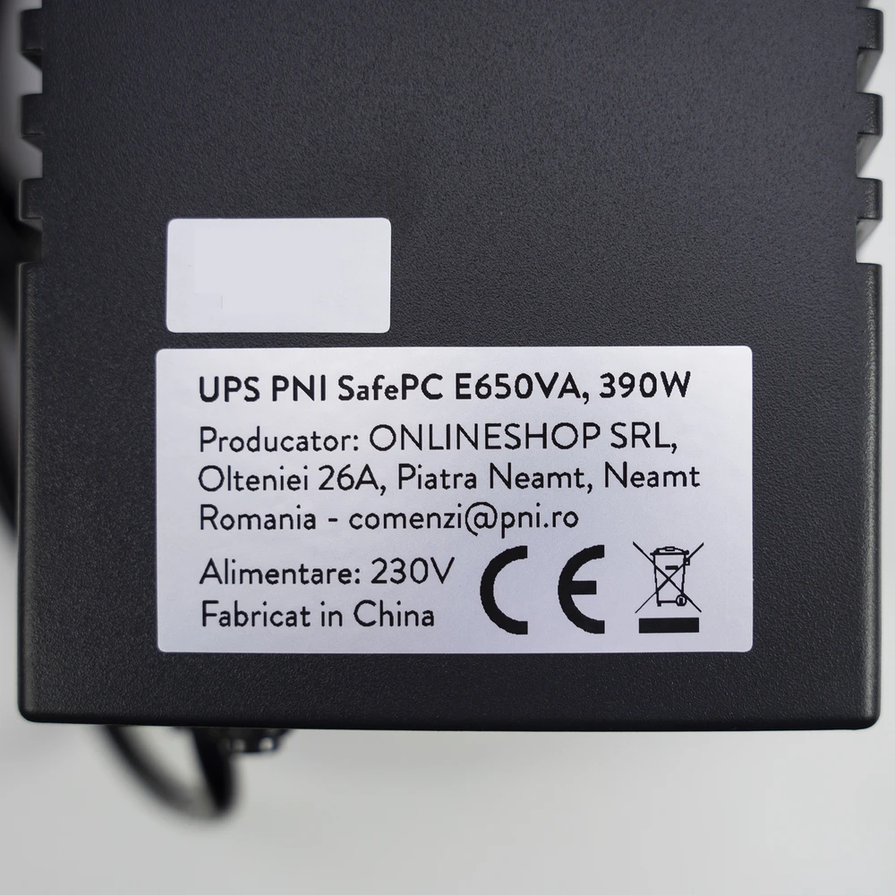 PNI PNPC SafePC E650VA UPS, galia 390W, 1.8A, 2 x 230V išvestis, LCD ekranas