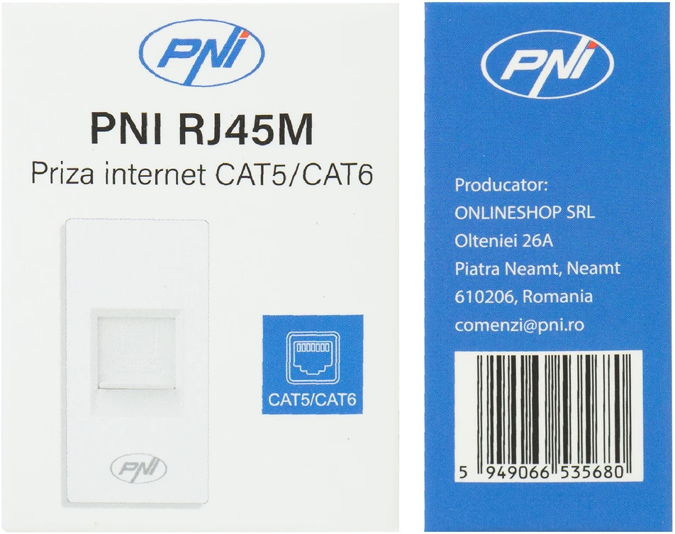PNI RJ45M modulinis interneto lizdas, įmontuojamas