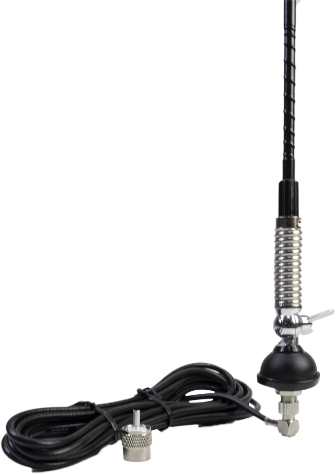 PNI S60 CB antena, 59 cm, su tvirtinimo elementu (butterfly), 4 m RG58 kabeliu ir PNI SWR-300 reflektometru SWR matavimui, juoda