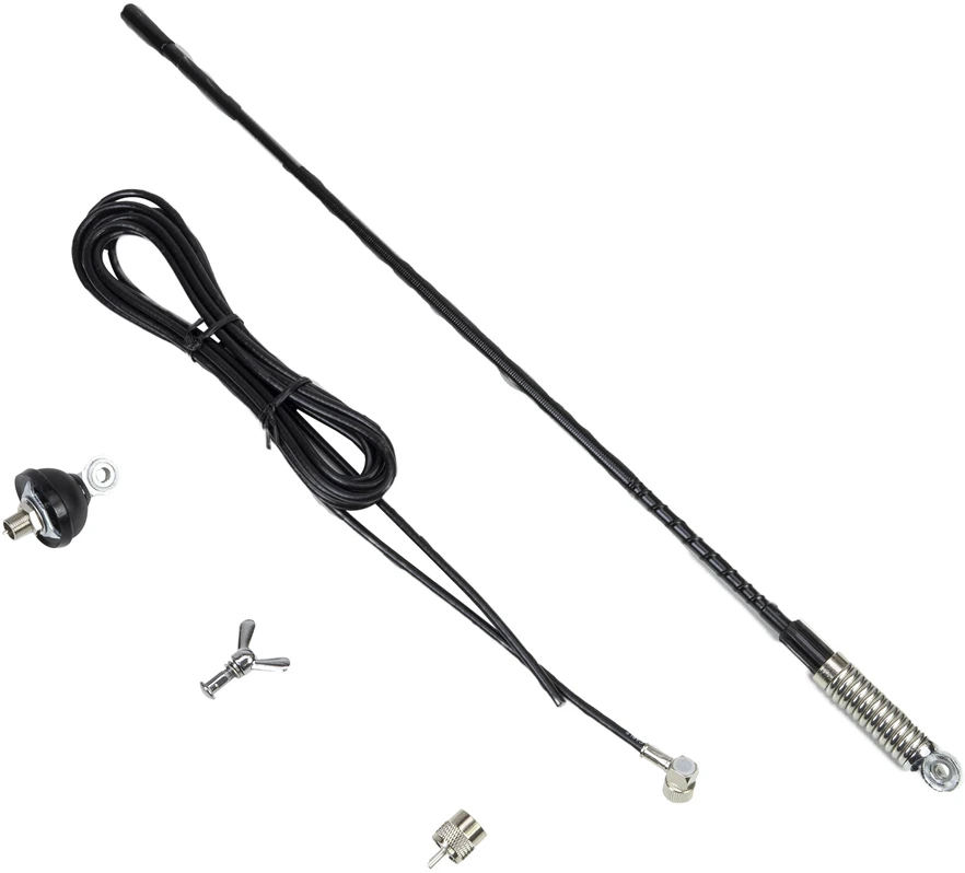 PNI S60 CB antena, 59 cm, su tvirtinimo elementu (butterfly), 4 m RG58 kabeliu ir PNI SWR-300 reflektometru SWR matavimui, juoda