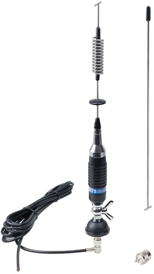 PNI S75 CB antena, 75 cm, su tvirtinimo varžtu, 4 m RG58 kabeliu ir PNI SWR-300 reflektometru SWR matavimui