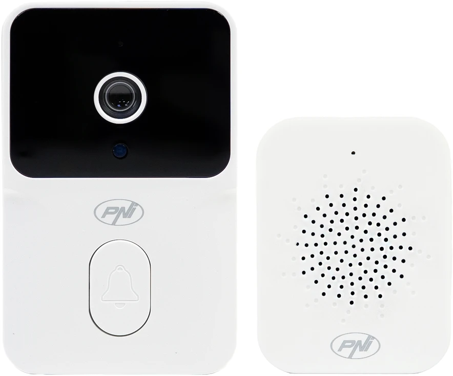 PNI Safe House IDB15 WiFi vaizdo durų skambutis, naktinis matymas, IP54, integruota baterija, valdymas per „Tuya“ programėlę