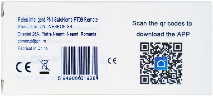 PNI SafeHome PT09 nuotolinė WiFi išmanioji relė, 10A, valdymas internetu, Tuya Smart mobilioji programėlė, integravimas į scenarijus ir išmanioji automatizacija su kitais suderinamais Tuya, Alexa ir Google Assistant produktais