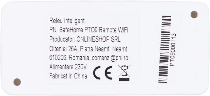 PNI SafeHome PT09 nuotolinė WiFi išmanioji relė, 10A, valdymas internetu, Tuya Smart mobilioji programėlė, integravimas į scenarijus ir išmanioji automatizacija su kitais suderinamais Tuya, Alexa ir Google Assistant produktais