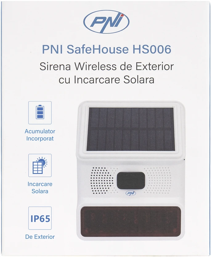 PNI SafeHouse HS006 belaidė lauko sirena su saulės įkrovimu