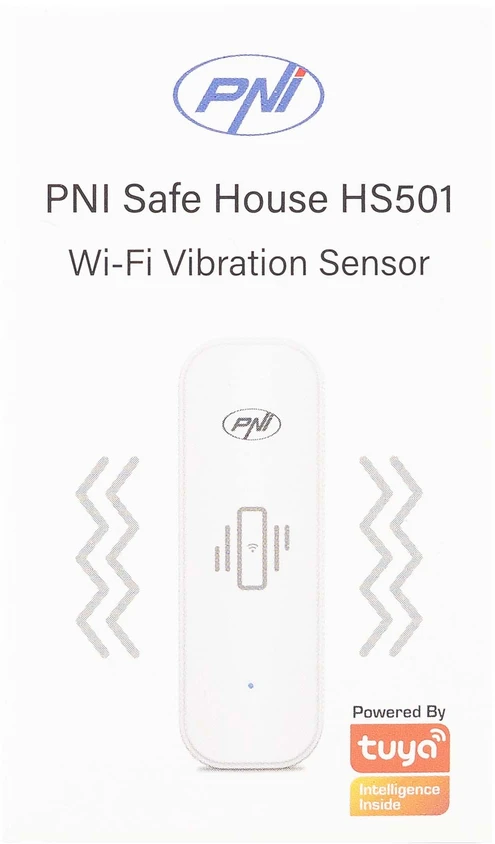 PNI SafeHouse HS501 vibracijos jutiklis su „Wi-Fi“, suderinamas su „Tuya“ programa, 3V maitinimo šaltinis