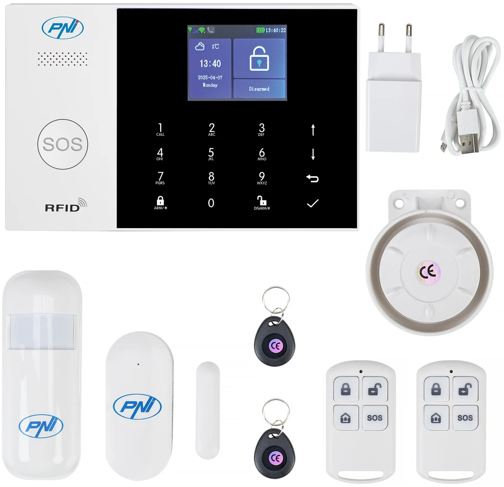 PNI SafeHouse HS600 belaidė Wifi GSM 4G signalizacijos sistema, palaiko 90 belaidžių zonų ir 3 laidines zonas, suderinama su Tuya Smart programėle, SMS įspėjimai, balso skambučiai, pranešimai į telefoną