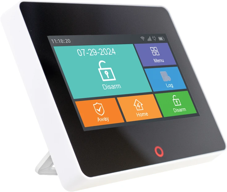 PNI SafeHouse HS670 WiFi GSM 4G belaidė signalizacijos sistema, spalvotas jutiklinis ekranas, 99 belaidės zonos, palaiko 5 telefono numerius, aliarminiai skambučiai ir SMS, suderinama su „Tuya Smart“ programėle.