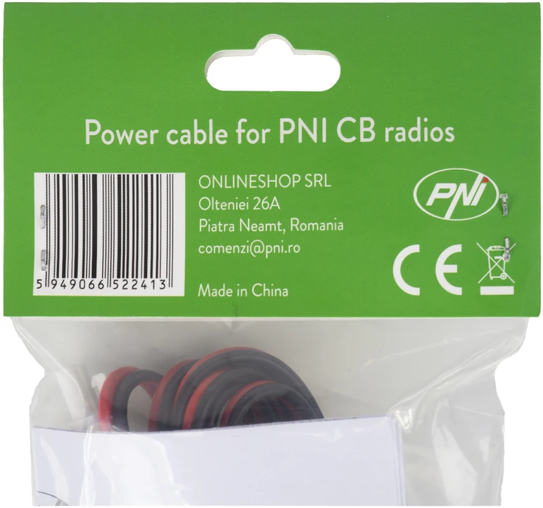 PNI saugus maitinimo kabelis ir jungtis CB PNI HP 6500, HP 7120 ir PNI HP 9500 radijo stotelėms, 3A saugiklis