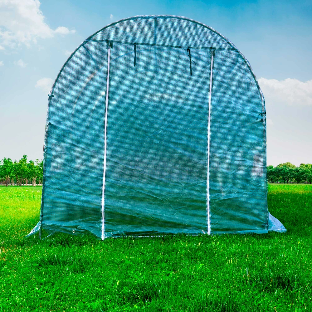 PNI SG500 sodo šiltnamis, dydis 457 * 210 * 210 cm, tvirta plieninė konstrukcija, langai su tinkleliais nuo uodų, užtrauktukas