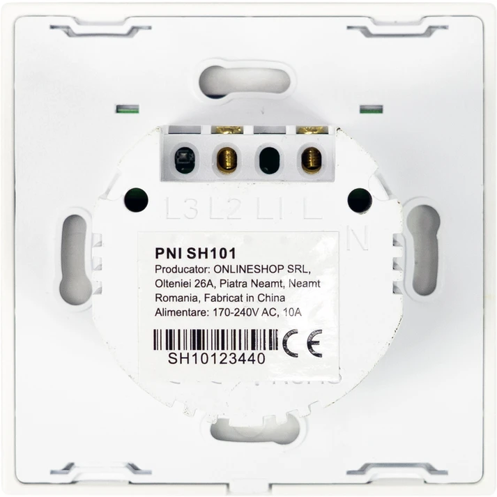 PNI SH101 stiklinis jutiklinis jungiklis, baltas su LED indikatoriumi
