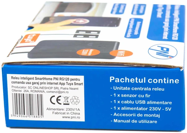 PNI SmartHome RG120 išmanioji WiFi relė garažo vartams / motorizuotų durų atidarymo valdymui internetu su „Tuya Smart App“, suderinama su „Amazon Alexa“ ir „Google Home“