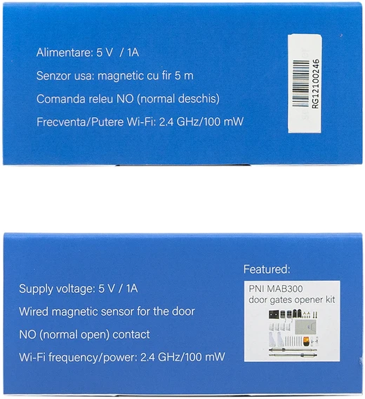 PNI SmartHome RG121 išmanioji relė su „Wi-Fi“ garažo durų / vartų atidarymo valdymui, suderinama su „Tuya“ programa, 5 V maitinimo šaltinis