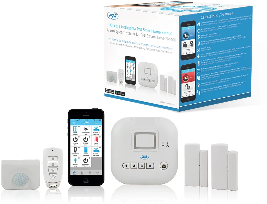 PNI SmartHome SM400 išmaniųjų namų rinkinys išmaniajam telefonui su signalizacijos sistema ir interneto prieigos stebėjimu