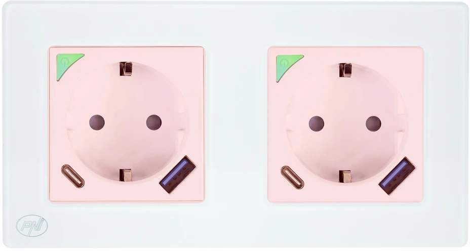 PNI SmartHome WP202 WiFi dvigubas išmanusis lizdas su įleidžiamu montavimo rėmeliu, valdymas internetu