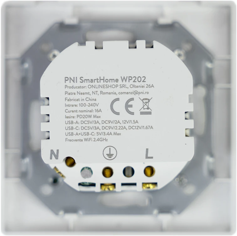 PNI SmartHome WP202 WiFi dvigubas išmanusis lizdas su įleidžiamu montavimo rėmeliu, valdymas internetu