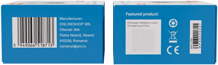 PNI SmartHome WP850 WiFi išmanusis kištukinis lizdas, montuojamas į sieną, valdymas internetu, skirta Tuya Smart programėlė, suderinamas su Amazon Alexa ir Google Home